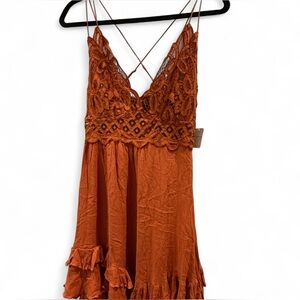 Free People Adella Lace Bodice Mini Dress
